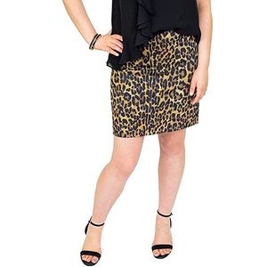 Nicole Miller Artelier Womens Pencil Mini Skirt Brown Leopard Print size 8